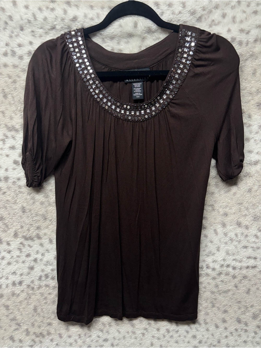 Y2K ATTENTION BEADED NECKLINE TOP